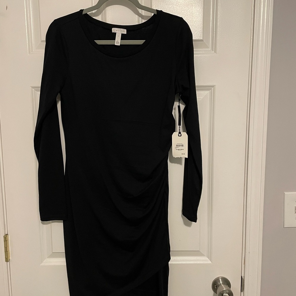 Leith Black Long Sleeve Sheath Dress
